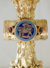 Ornate French antique solid silver gilt Gothic Chapel Set